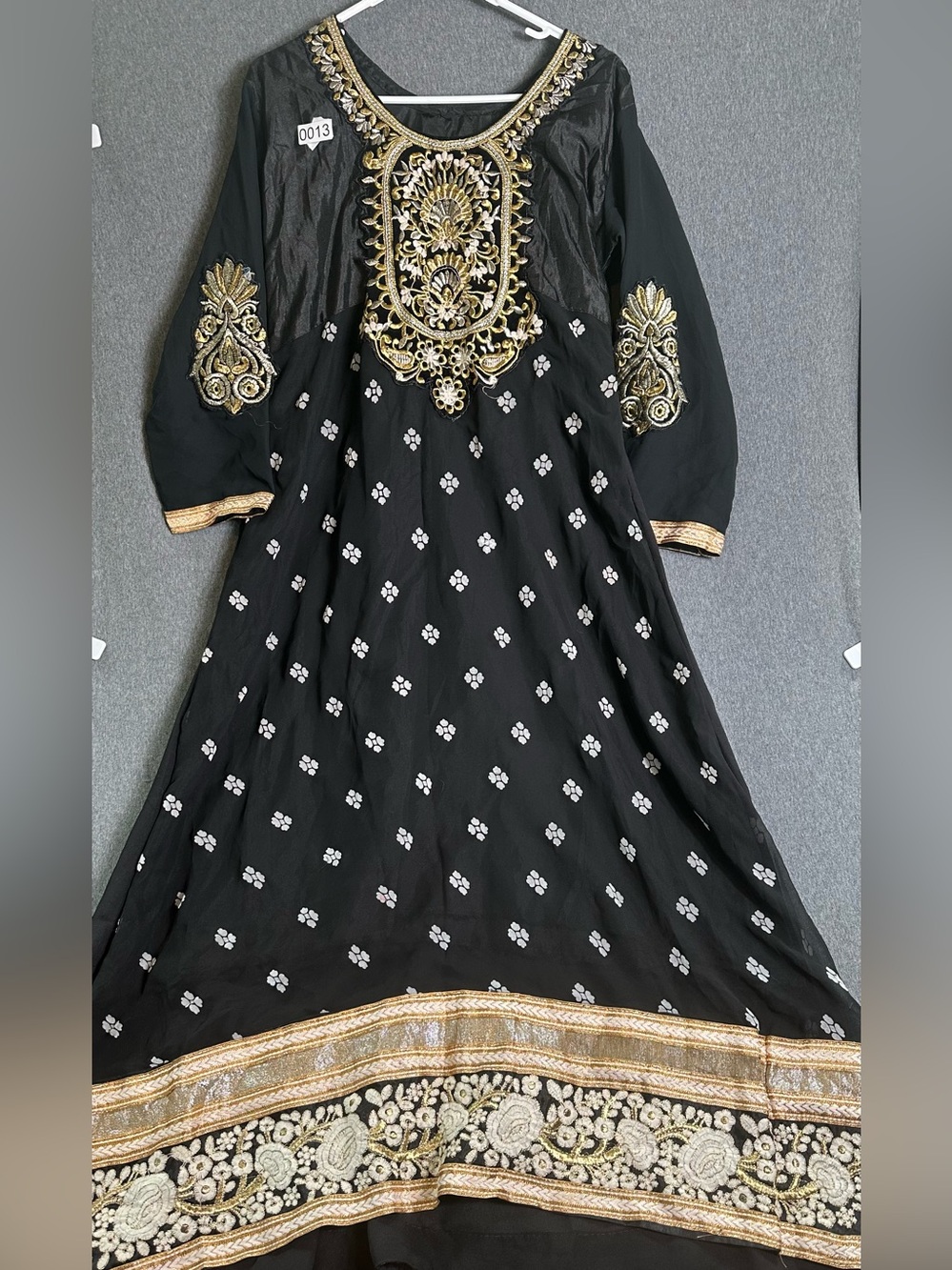 Black Embroidered Anarkali Gown with Gold Accents